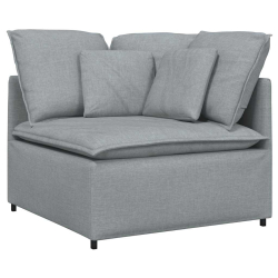 Sofa modułowa z podnóżkiem i poduszkami Tkanina jasnoszara