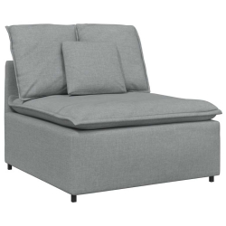 Sofa modułowa z podnóżkiem i poduszkami Tkanina jasnoszara