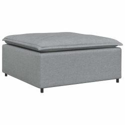 Sofa modułowa z podnóżkiem i poduszkami Tkanina jasnoszara