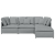 Sofa modułowa z podnóżkiem i poduszkami Tkanina jasnoszara