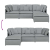 Sofa modułowa z podnóżkiem i poduszkami Tkanina jasnoszara