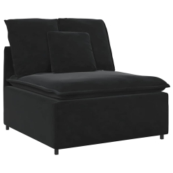 Sofa modułowa z poduszkami aksamitna czerń