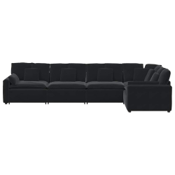 Sofa modułowa z poduszkami aksamitna czerń
