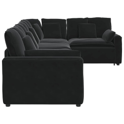 Sofa modułowa z poduszkami aksamitna czerń