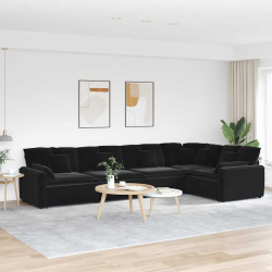 Sofa modułowa z poduszkami aksamitna czerń