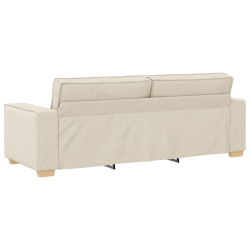 Sofa 3-osobowa 59 cm Beżowa Tkanina i drewno Nowoczesna