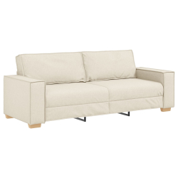 Sofa 3-osobowa 59 cm Beżowa Tkanina i drewno Nowoczesna