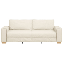 Sofa 3-osobowa 59 cm Beżowa Tkanina i drewno Nowoczesna