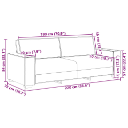 Sofa 3-osobowa 59 cm Beżowa Tkanina i drewno Nowoczesna