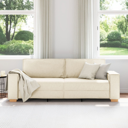 Sofa 3-osobowa 59 cm Beżowa Tkanina i drewno Nowoczesna