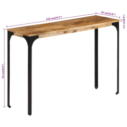 Stolik konsolowy, brązowy, 110x35x76 cm, drewno mango i żelazo