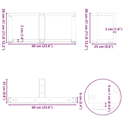 Nogi do stolika kawowego, 2 szt., 60x25x(30-31) cm, stal