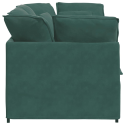 Sofa modułowa z poduszkami aksamitna ciemnozielona
