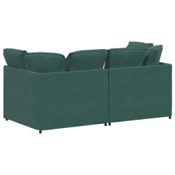 Sofa modułowa z poduszkami aksamitna ciemnozielona