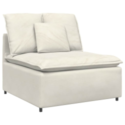 Sofa modułowa z podnóżkiem i poduszkami aksamitna kremowa