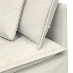 Sofa modułowa z podnóżkiem i poduszkami aksamitna kremowa