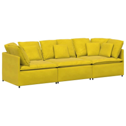 Sofa modułowa z poduszkami aksamitna żółta