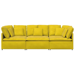 Sofa modułowa z poduszkami aksamitna żółta