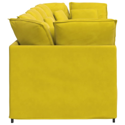 Sofa modułowa z poduszkami aksamitna żółta