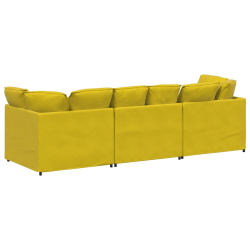 Sofa modułowa z poduszkami aksamitna żółta