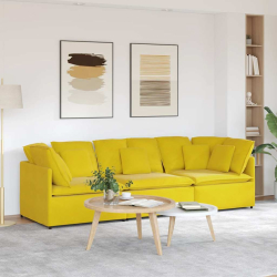 Sofa modułowa z poduszkami aksamitna żółta