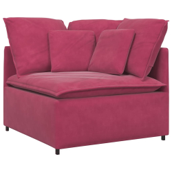Sofa modułowa z poduszkami aksamitna wino czerwona