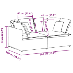 Sofa modułowa z poduszkami aksamitna wino czerwona