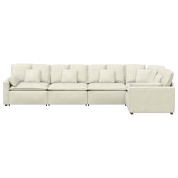 Sofa modułowa z poduszkami aksamitna kremowa