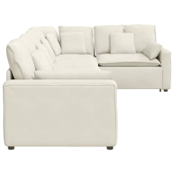 Sofa modułowa z poduszkami aksamitna kremowa
