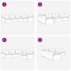 Sofa modułowa z poduszkami aksamitna kremowa