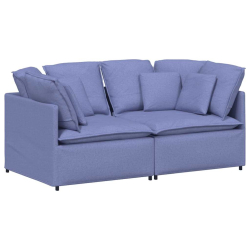 Sofa modułowa z poduszkami Tkanina Jeans Niebieski
