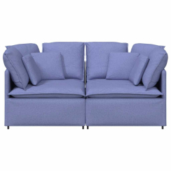 Sofa modułowa z poduszkami Tkanina Jeans Niebieski
