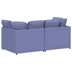 Sofa modułowa z poduszkami Tkanina Jeans Niebieski