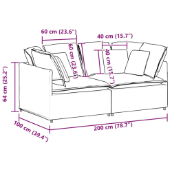 Sofa modułowa z poduszkami Tkanina Jeans Niebieski