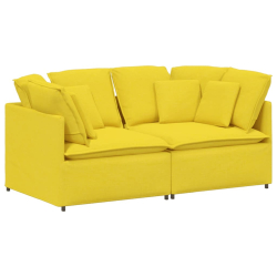 Sofa modułowa z poduszkami Tkanina jasnożółta
