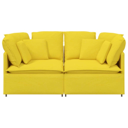 Sofa modułowa z poduszkami Tkanina jasnożółta