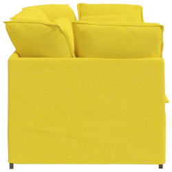 Sofa modułowa z poduszkami Tkanina jasnożółta