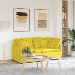 Sofa modułowa z poduszkami Tkanina jasnożółta