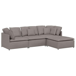 Sofa modułowa z podnóżkiem i poduszkami Tkanina Taupe