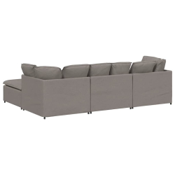 Sofa modułowa z podnóżkiem i poduszkami Tkanina Taupe
