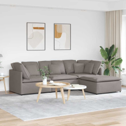 Sofa modułowa z podnóżkiem i poduszkami Tkanina Taupe