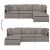 Sofa modułowa z podnóżkiem i poduszkami Tkanina Taupe