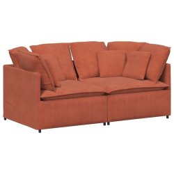 Sofa modułowa z poduszkami Tkanina sztruksowa Czerwony