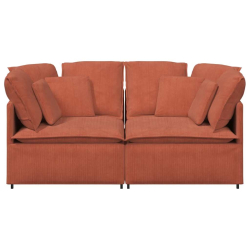 Sofa modułowa z poduszkami Tkanina sztruksowa Czerwony