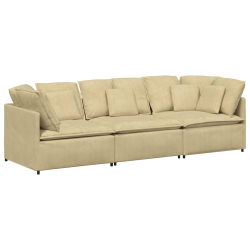 Sofa modułowa z poduszkami Tkanina sztruksowa Jasnozielona
