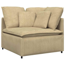 Sofa modułowa z poduszkami Tkanina sztruksowa Jasnozielona