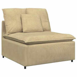 Sofa modułowa z poduszkami Tkanina sztruksowa Jasnozielona