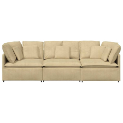 Sofa modułowa z poduszkami Tkanina sztruksowa Jasnozielona