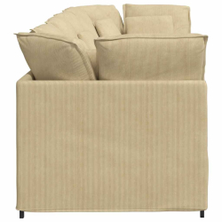 Sofa modułowa z poduszkami Tkanina sztruksowa Jasnozielona