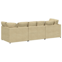 Sofa modułowa z poduszkami Tkanina sztruksowa Jasnozielona